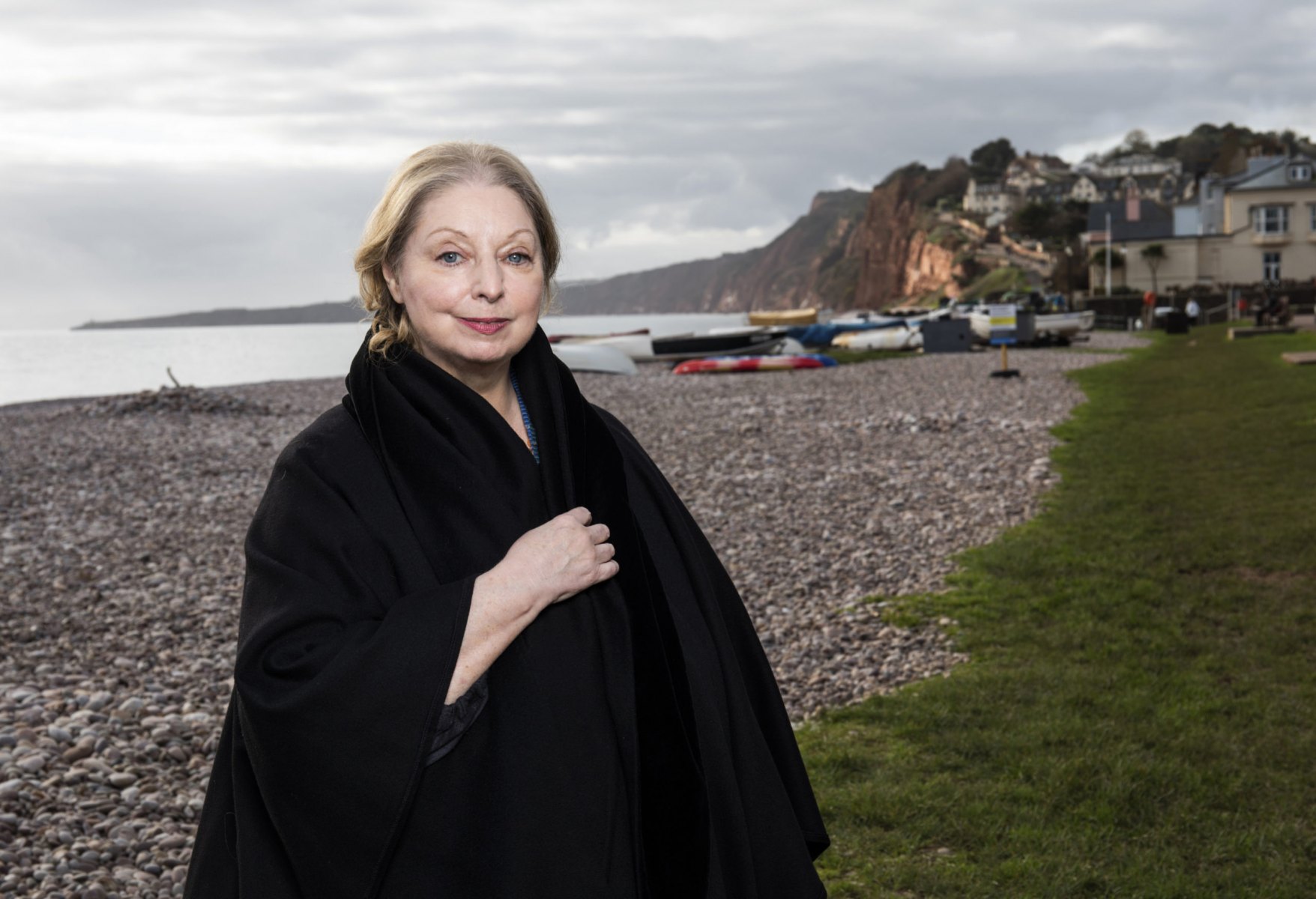 Author Hilary Mantel, Wolf Hall/ Cromwell Trilogy. photographed at her home and on the beach in Buckleigh Salterton, Devon, United Kingdom